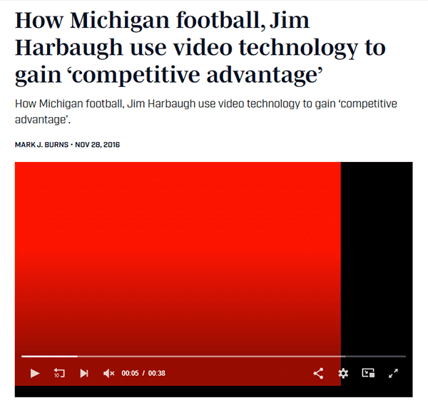 Nov. 28, 2016 story by Mark J. Burns in Sports Illustrated on how the Wolverine football team is using technology to improve practice.