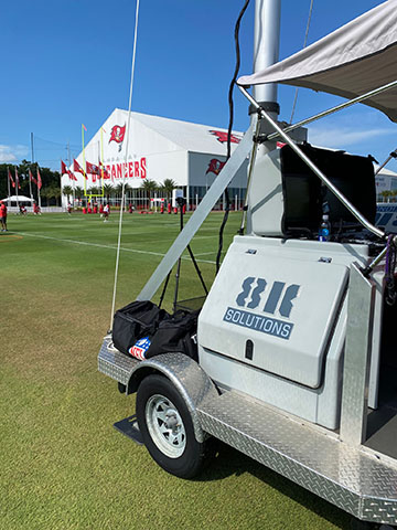 8K Solutions mastRcam awaiting start of practice at the Tampa Bay Buccaneers practice facility.