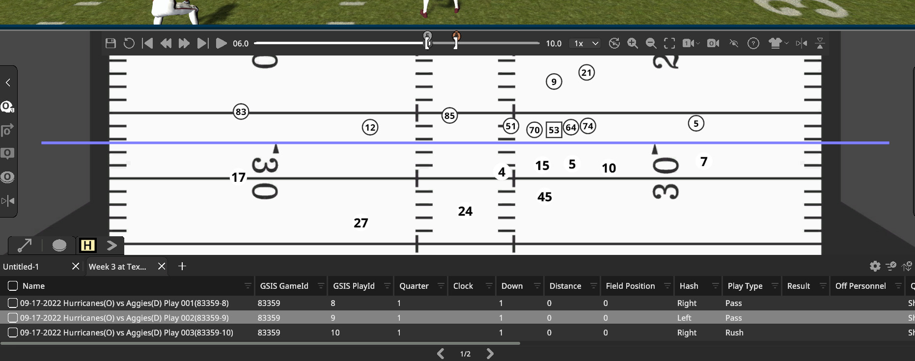Coaches can set a number of parameters for any play when using 8K Solutions 3D Playbook.