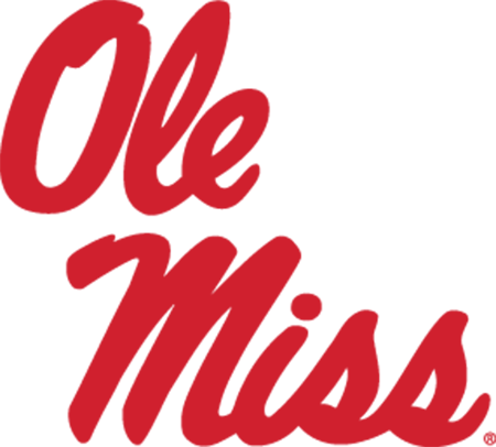 Ole Miss red script logo, offset stacked