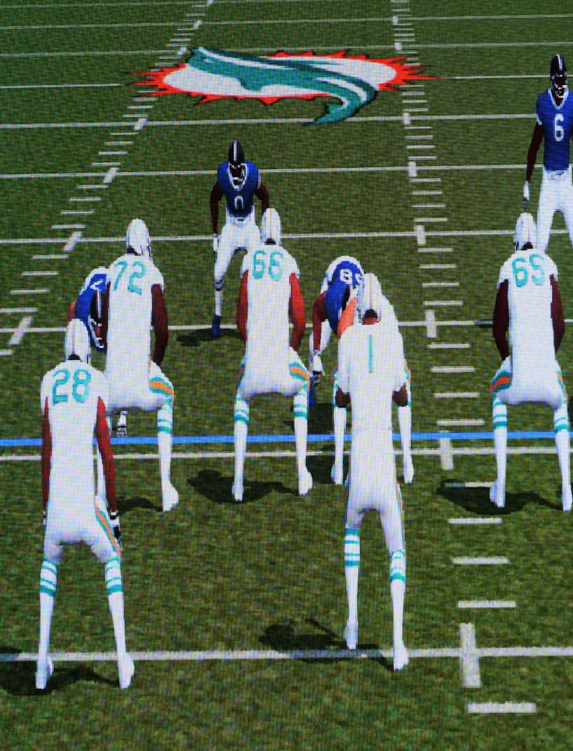 Animated players generated by 3DPlaybook projected on a screen